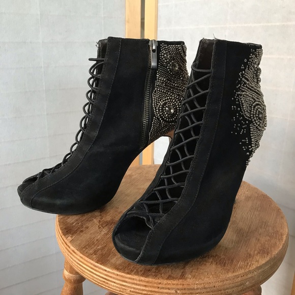 Sam Edelman size 8.5 stilettos peep toe bejeweled - Picture 2 of 13